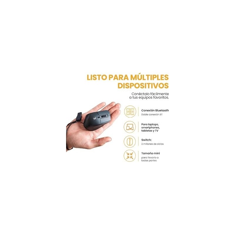 Mini Mouse Inalámbrico Recargable Perfect Choice PIXIE Negro