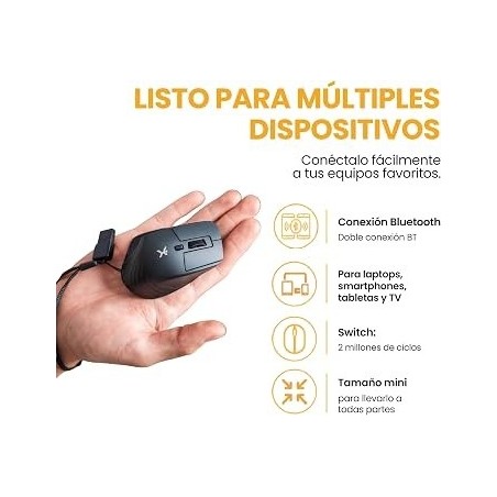 Mini Mouse Inalámbrico Recargable Perfect Choice PIXIE Negro