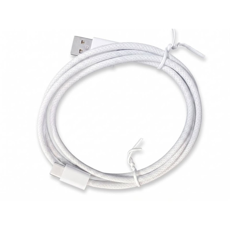 Cable USB A-C Nylon Blanco para Carga y Datos 1 MT
