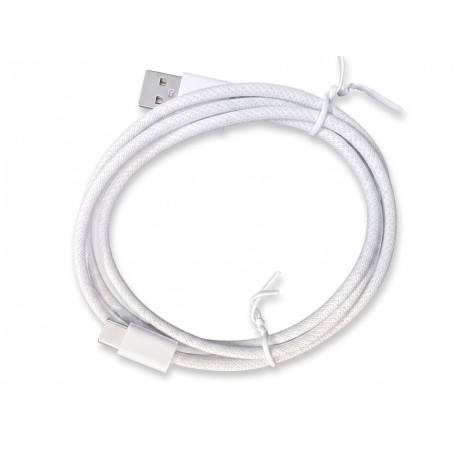 Cable USB A-C Nylon Blanco para Carga y Datos 1 MT