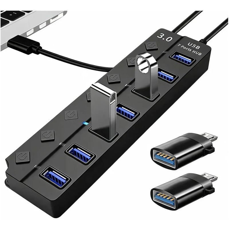 Hub Adaptador USB Tipo C 7 En 1 Para Macbook Pro Windows (Con Interruptores)