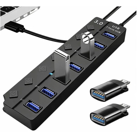 Hub Adaptador USB Tipo C 7 En 1 Para Macbook Pro Windows (Con Interruptores)