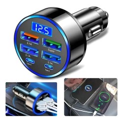 Cargador Para Automóvil Con 6 Puertos (USB 3.0 Tipo A Y Tipo C), Carga Rápida Inteligente QC